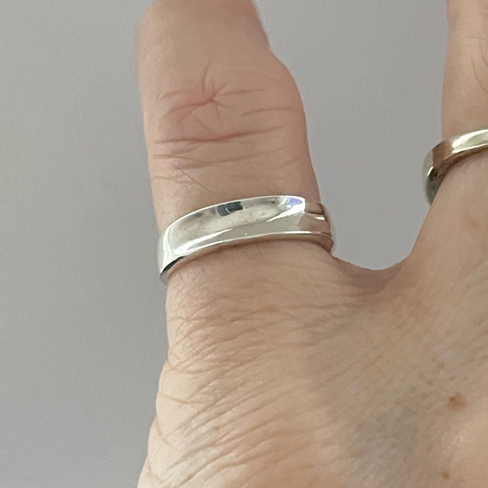 Sterling Silver Concave Toe Ring, Silver Ring, Bo… - image 3